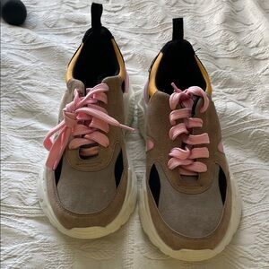 Gianni Bini Pink and Brown Color-block Women’s Sneakers